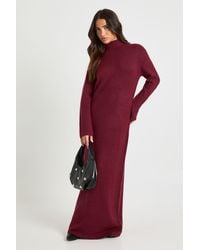 Boohoo - Petite Super Soft High Neck Knitted Maxi Dress - Lyst
