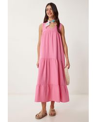 Happiness İstanbul - Frilly V-Neck Midi Dress - Lyst