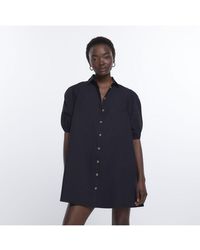 River Island - Mini Shirt Dress Short Sleeve Cotton - Lyst