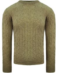 Hackett - Burlington Cable Crew Neck Long Sleeve S Sweater Hm702356 8kj Brown - Lyst