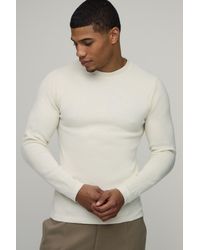 BoohooMAN - Muscle Fit Long Sleeve Soft Touch Rib Knitted T-Shirt - Lyst
