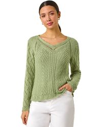 Roman - Scallop V-Neck Knit Jumper - Lyst