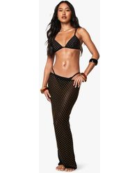 Boohoo - Premium Swim Hot Fix Diamante Beach Skirt - Lyst