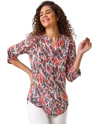 Roman - Abstract Print Burnout V-Neck Shirt - Lyst