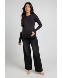 Boohoo - Maternity Second Skin Long Sleeve Slash Neck Top - Lyst