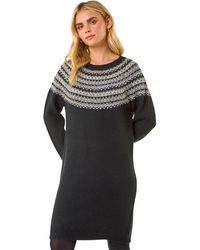 Roman - Petite Fairisle Knit Jumper Dress - Lyst