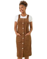 Roman - Corduroy Pinafore Midi Dress - Lyst
