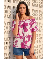 Roman - Floral Print Bardot Top - Lyst