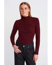 Dilvin - Slim Fit Ribbed Turtleneck Blouse - Lyst