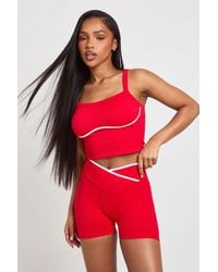 Boohoo - Contour Ribbed Seamless Contrast Bum Scrunch Wrap Active Shorts - Lyst