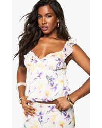Boohoo - Chiffon Floral Print Ruffle Strap Cami Top - Lyst