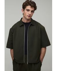 BoohooMAN - Pleat Detail Zip Up Half Sleeve Overshirt Co-Ord - Lyst