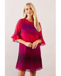 Wallis - Petite Ombre Print Flute Sleeve Shift Dress - Lyst