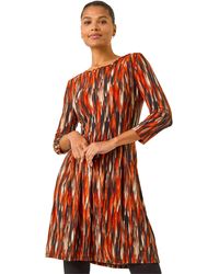 Roman - Abstract Print Panel Stretch Dress - Lyst