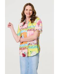 Izabel London - Mosaic Print Short Sleeve Relaxed Shirt - Lyst