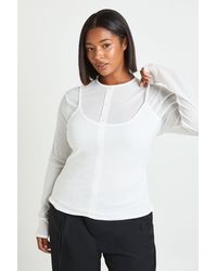 Boohoo - Plus Strappy Double Layer Button Down Top - Lyst