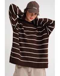 MixRay - Striped Crew Neck Relaxed Knit Pullover Sweater - Lyst