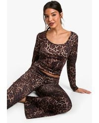 Boohoo - Loungewear Print Scoop Neck Long Sleeve Top - Lyst