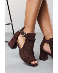 Where's That From - Wheres 'Lisa' Block Heel With Side Buckle And Open Toe Front Suede - Lyst