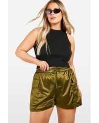 Boohoo - Plus Satin Cargo Utility Shorts - Lyst