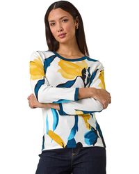 Roman - Floral Print 3/4 Sleeve Knit Jumper - Lyst