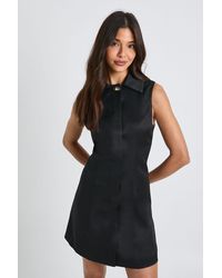 Boohoo - Trim Detail Collared Sleeveless Shift Dress - Lyst