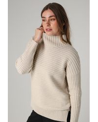 French Connection - Cotton Ribbed Knit High Neck Jumper - Lyst