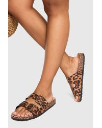 Boohoo - Double Buckle Footbed Sliders - Lyst