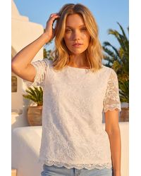 Roman - Floral Stretch Lace Top - Lyst
