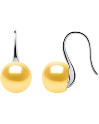 Diadema - Earrings Hooks Freshwater Pearls 9-10 Mm Buttons Golden 925 - Lyst