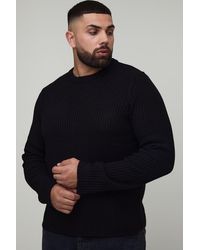 BoohooMAN - Plus Basic Regular Fit Ribbed Knitted Jumper - Lyst