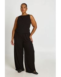 Boohoo - Plus Soft Rib Vest And Straight Leg Trouser - Lyst