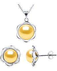 Diadema - Adornment Necklace & Earrings Petal Freshwater Pearl 8-9Mm Golden 925 - Lyst
