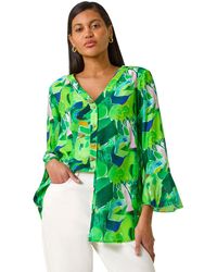 Roman - Abstract Print Flared Blouse - Lyst