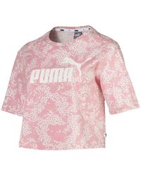 PUMA - Elevated Essentials Cropped Logo Aop T-Shirt Top 580392 94 - Lyst