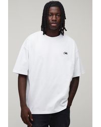 BoohooMAN - Oversized Script Embroidered T-Shirt - Lyst