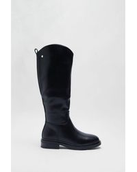 Warehouse - Faux Leather Knee High Boots - Lyst