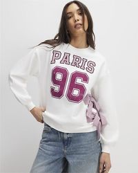 River Island - Sweatshirt Long Sleeve Paris Bow Cotton - Lyst