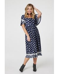 Izabel London - Printed 1/2 Batwing Sleeve Midi Dress - Lyst