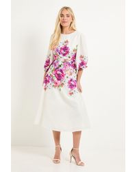Wallis - Petite Floral Balloon Sleeve Midi Dress - Lyst