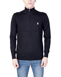 U.S. POLO ASSN. - Us Polo Assn 1/4 Zip Mock Neck Sweater Zwart - Lyst