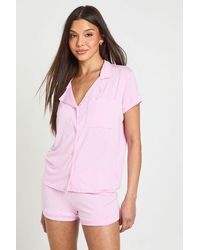 Boohoo - Soft Jersey Short Sleeve Shirt & Shorts Pyjama Set - Lyst