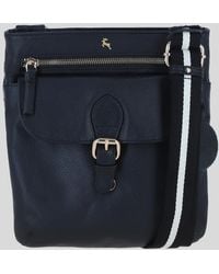Ashwood Leather - Flat Crossbody Bag With Contrast Strap - Lyst