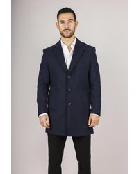 TruClothing - Notched Lapel Collar Wool Blend Overcoat - Lyst