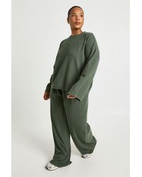 Boohoo - Plus Long Sleeve T-Shirt & Wide Leg Trouser Co Ord - Lyst