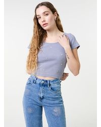 Pink Vanilla - Embellished Wash Rib Top - Lyst