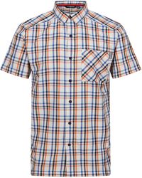 Regatta - Mindano Viii Checked Short-Sleeved Shirt (New Royal/Persimmon) - Lyst