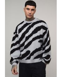BoohooMAN - Tall Boxy Oversized Brushed Animal Knitted Jumper - Lyst