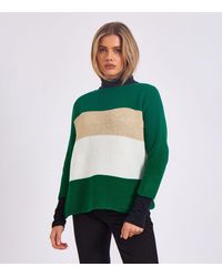 Gini London - Stripe Knit Slash Neck Oversized Jumper - Lyst