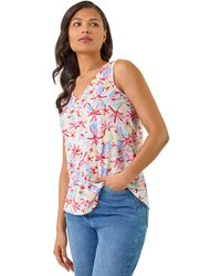 Roman - Floral Print Bar Back Vest Top - Lyst